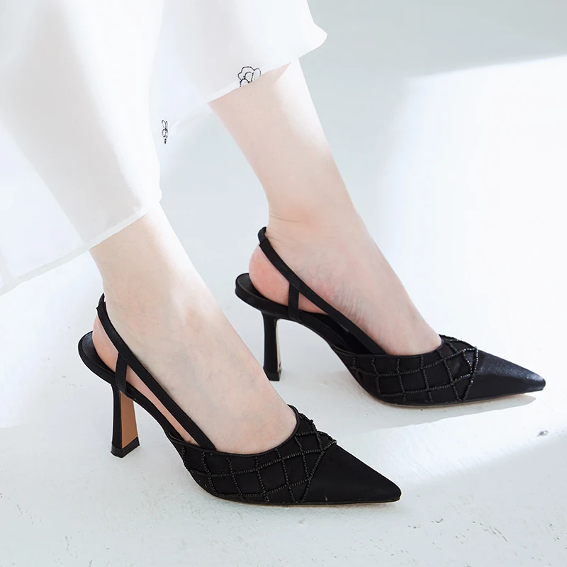 nana胶囊系列尖头细跟高跟鞋百搭单鞋凉鞋中空夏天C2008162XZ8