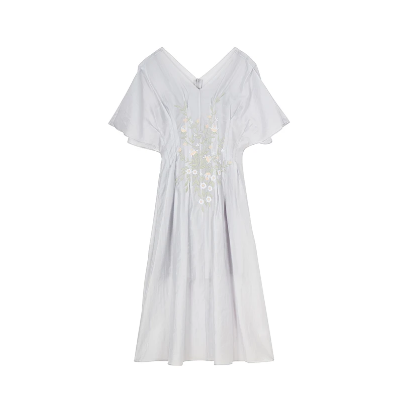 NAVST胶囊系列重工刺绣云来玉女连衣裙C2203255LY2HH绣花小众显瘦