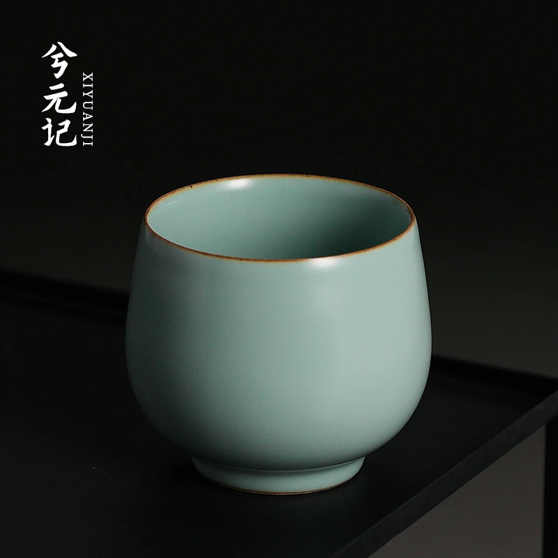 汝窑可养开片德化陶瓷主人杯品茗杯单杯单个茶杯礼盒装功夫茶具