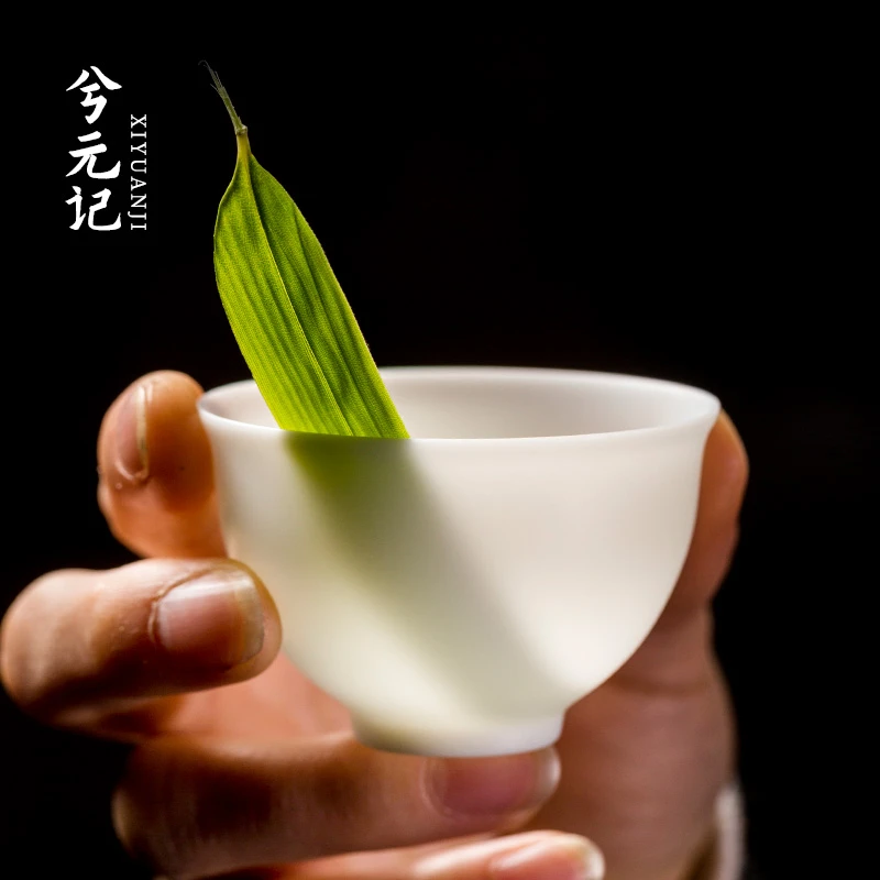 素烧德化羊脂玉薄胎白瓷功夫茶杯主人杯品茗杯陶瓷杯单个高端通透
