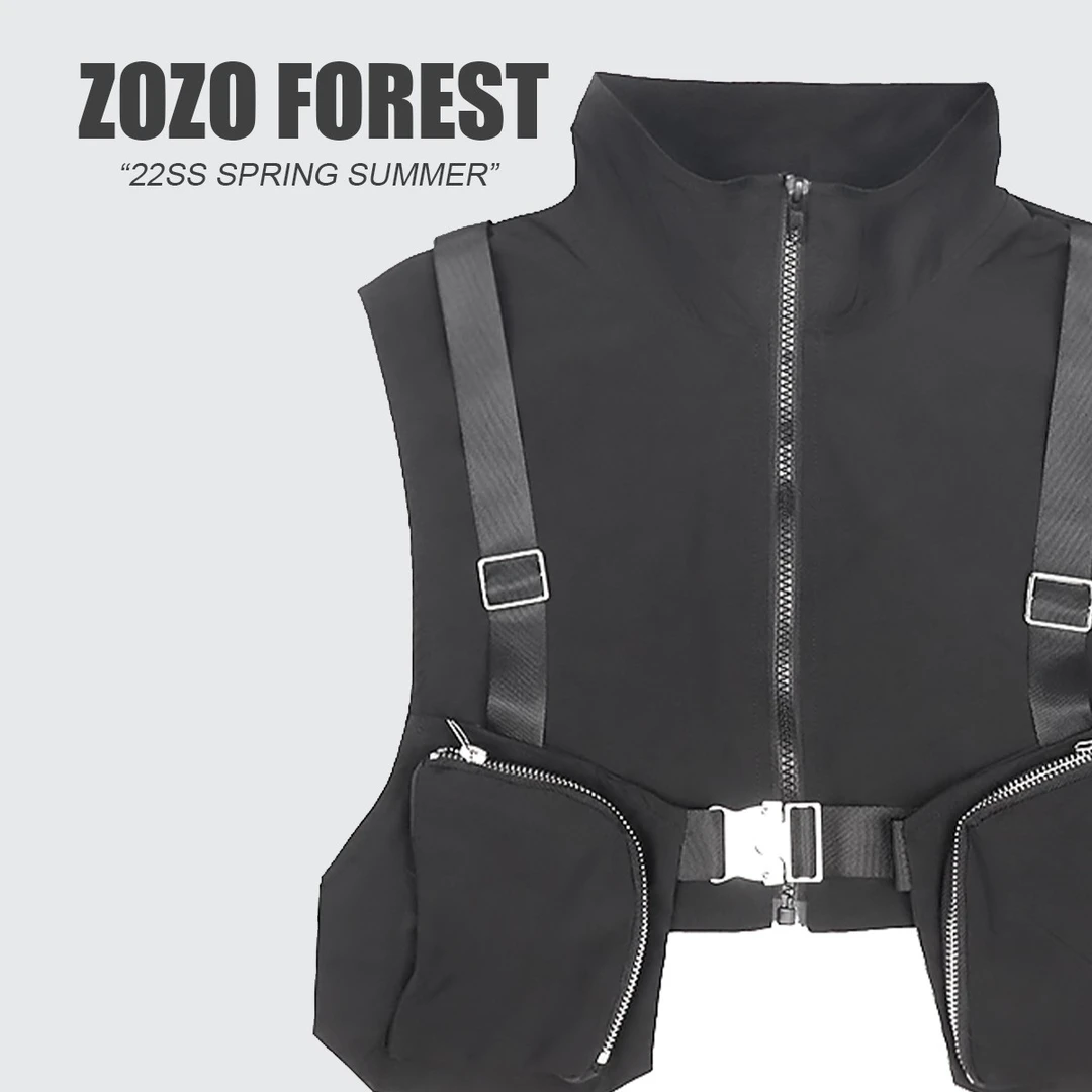 ZOZOFOREST【303】暗黑战术多口袋短款重工机能马甲男女同款户外