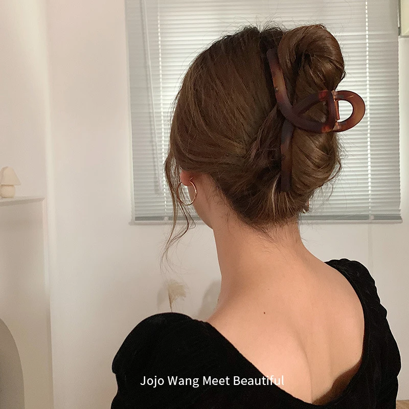 韩式质感雾面磨砂百搭大号抓夹女简约发抓后脑勺盘发夹气质女ins