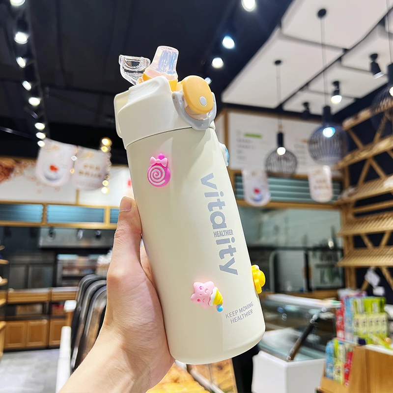 创意高颜值保温杯男女士健身运动户外水杯儿童时尚吸管杯保温杯