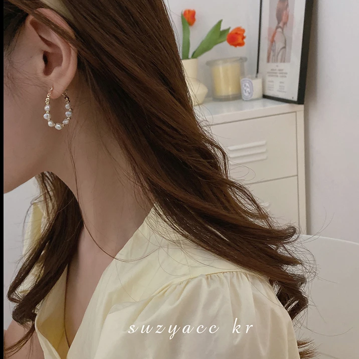 Suzyacc Kr 合金耳饰 法式复古珠珠耳环气质轻奢时尚百搭insE1717
