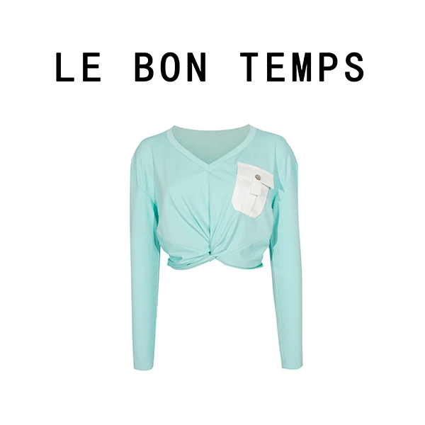 【LE BON TEMPS】设计款v领绑带上衣c800518