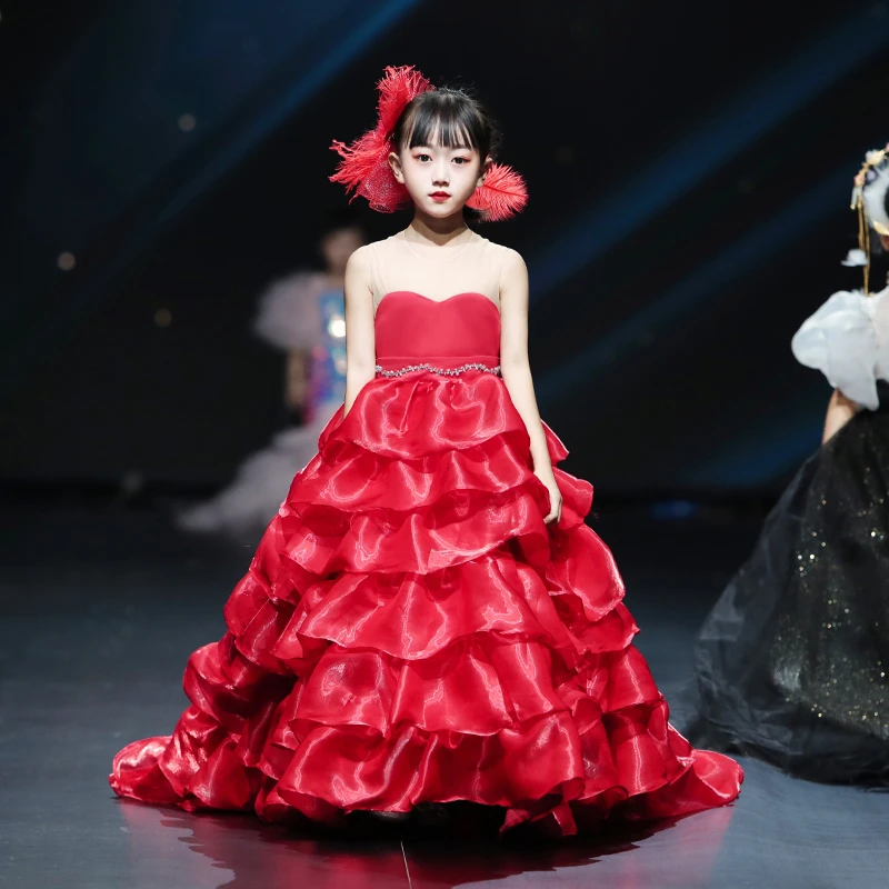 银蔓琦女童礼服高端公主裙2022新款儿童表演服主持舞台走秀演出服