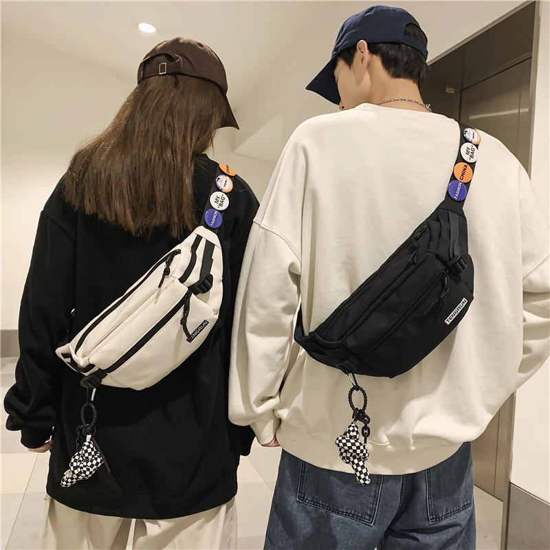 运动腰包ins男生2025新款百搭斜挎包休闲胸包女ins日系单肩小背包