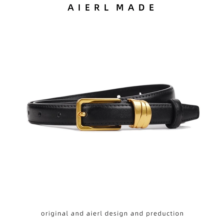 皮带女真皮夏季百搭时尚细腰带装饰潮ins风新款牛仔裤带黑色简约