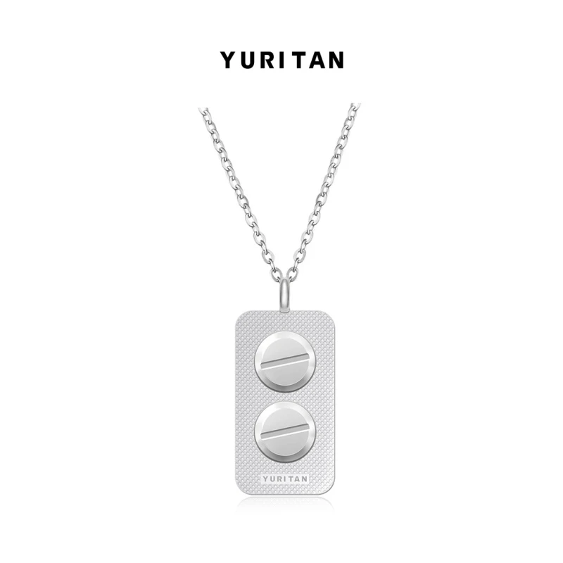 YURITAN坠链均925银素款治愈系列纯银2粒药片项链时尚百搭情侣款