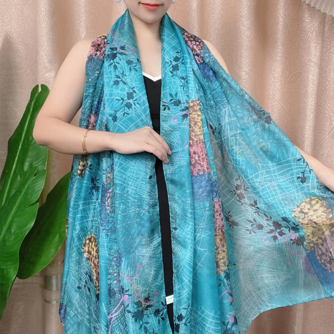 【1#珊瑚海】130*180左右云纹纱时尚花丝春夏花色防晒大丝巾沙滩巾