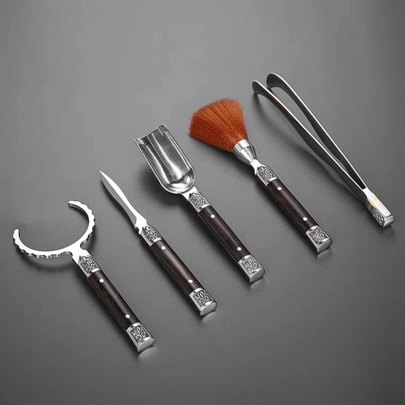 茶道六君子茶具套装高端功夫茶具五件套配件家用茶夹茶刀杯叉茶器