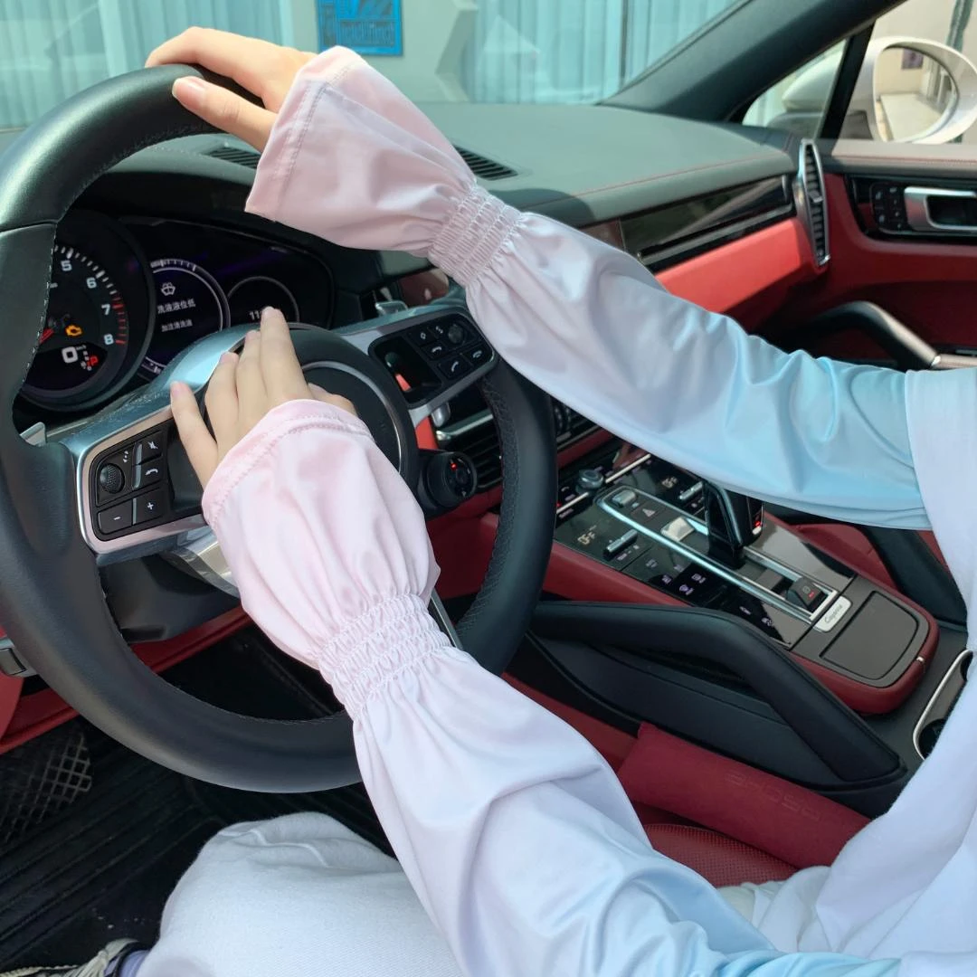 松紧口渐变色防晒冰袖高弹力宽松护臂手袖夏季骑车开车冰丝袖套