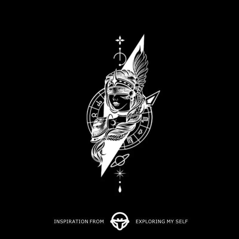 再变 雅典娜智慧女神半臂图案防水持久逼真草本纹身贴纸男女 R313