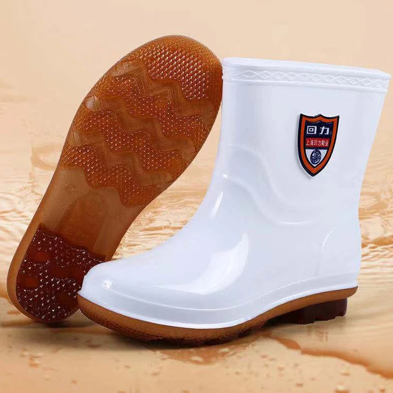 白色食品靴男短筒雨鞋中高筒防滑水靴牛筋底食品厂专用水鞋女套鞋