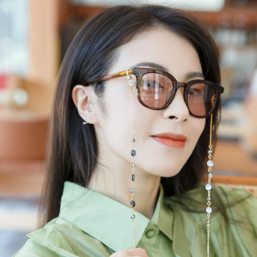 劉亦凡简约优雅贝壳眼镜链眼镜挂绳 可做口罩链金银双色太阳镜链