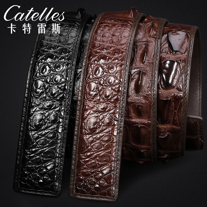 CATELLES无头皮带男真皮商务正品平滑扣针扣自动扣不带头加长腰带