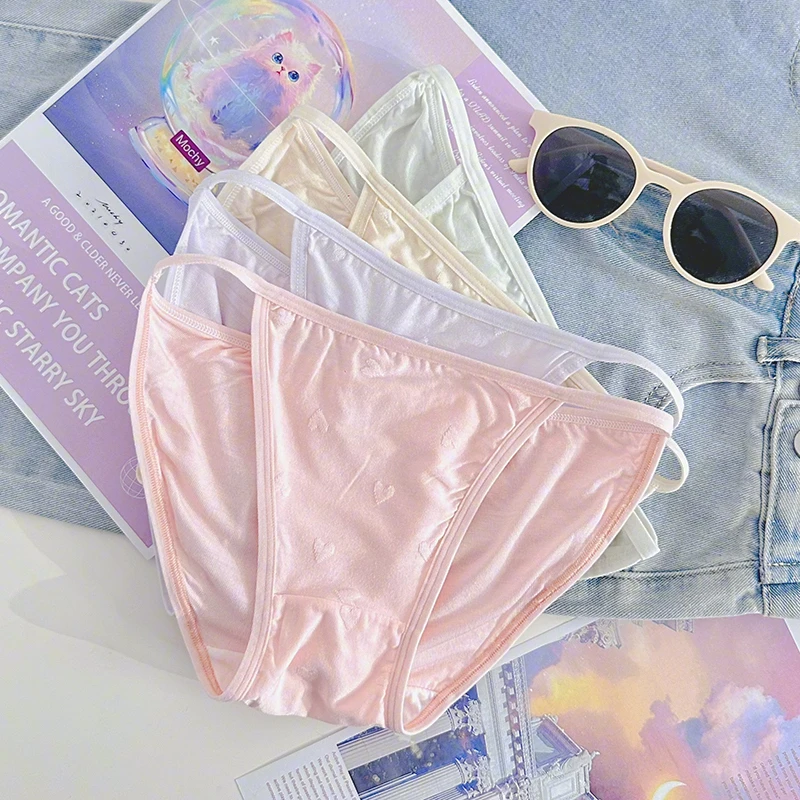 PinkPeachGirl女士内裤薄欧若风性感马卡龙色柔软纯棉裆三角裤夏
