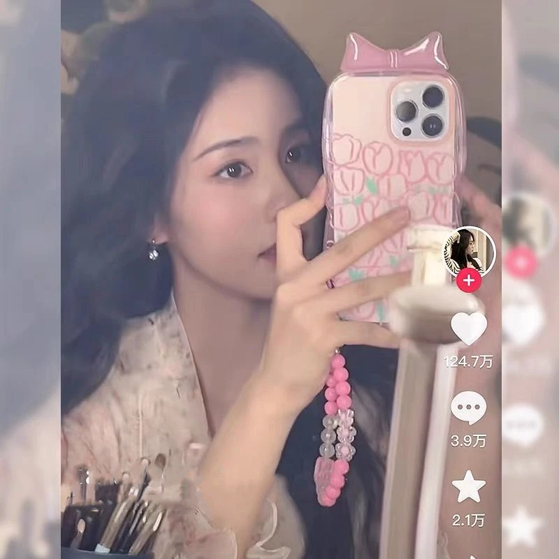 【苹果】白鹿同款ins郁金香蝴蝶结闺蜜手机壳iPhone13promax/12