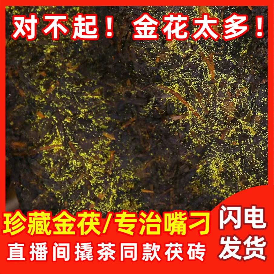 买2砖送1砖【清仓打折丨2斤口粮】天尖金花茯砖！陈年安化黑茶！