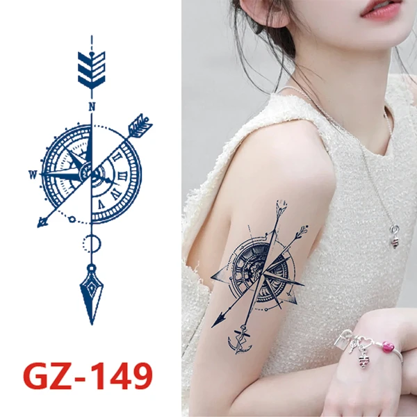 【指南针11*18cm】防水防汗防搓耐磨逼真不反光草本果汁纹身贴