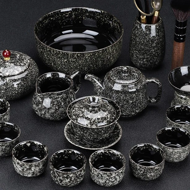 窑变建盏茶具套装家用天目釉陶瓷茶壶功夫茶杯茶盏泡茶器礼品包装