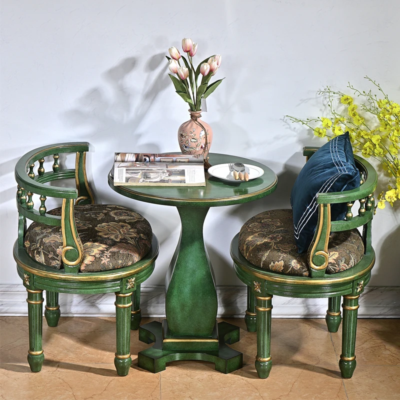 美式实木边几角几高级感做旧客厅小茶几轻奢会所沙发角几实木圆几