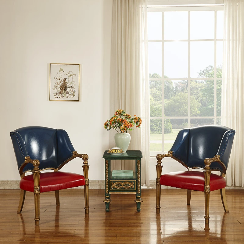 美式轻奢单人沙发休闲椅带扶手靠背客厅老虎椅rs70家用复古欧式