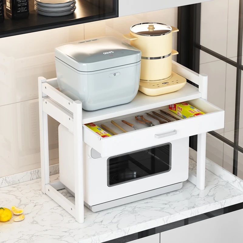 厨房家用微波炉置物架台面双层电饭锅一体放蒸烤箱架子锅具收纳架