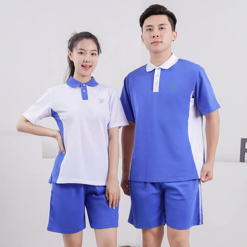 深圳校服中学生男女夏季运动服套装短裤短袖上衣初中高中统一
