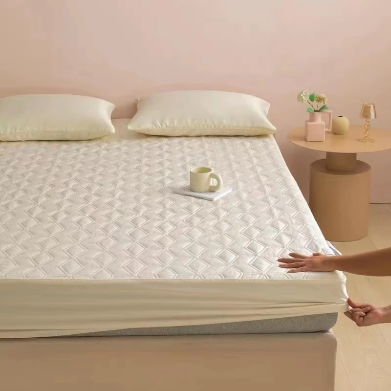 轻奢高货100支夹棉长绒棉床罩负离子抗菌家用全棉床笠绗缝罩床