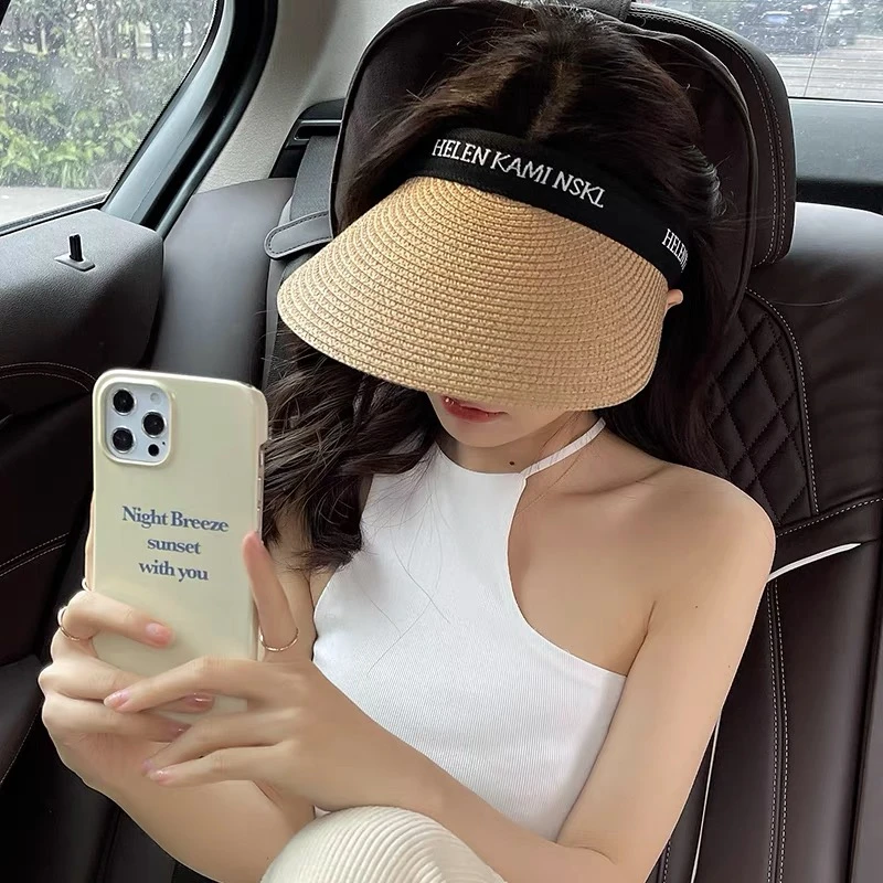 思麟【草编空顶帽】时尚户外百搭夏季防紫外线韩版发箍无顶编织旅行