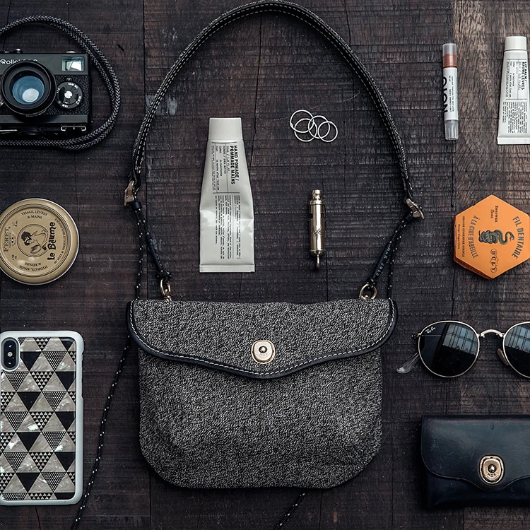 HK workshop胡椒盐帆布Walkbag复古户外机能斜挎防水手机包Ipad包