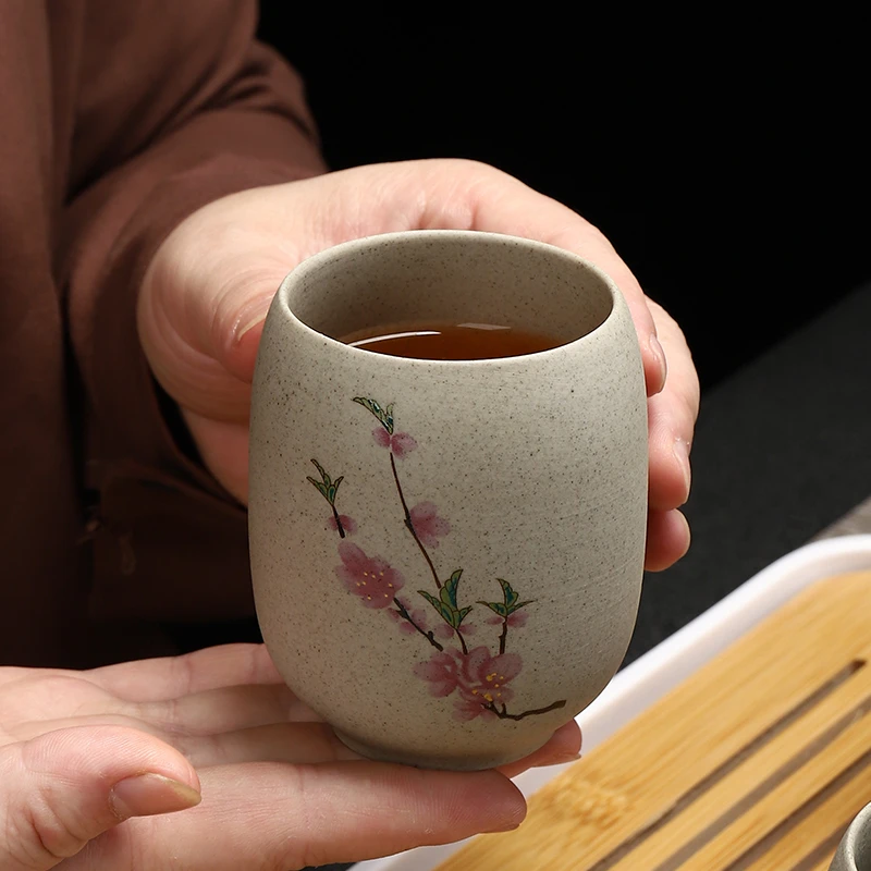 粗陶茶杯号主人杯品茗杯陶瓷单杯喝茶杯子手绘日式茶道复古手工