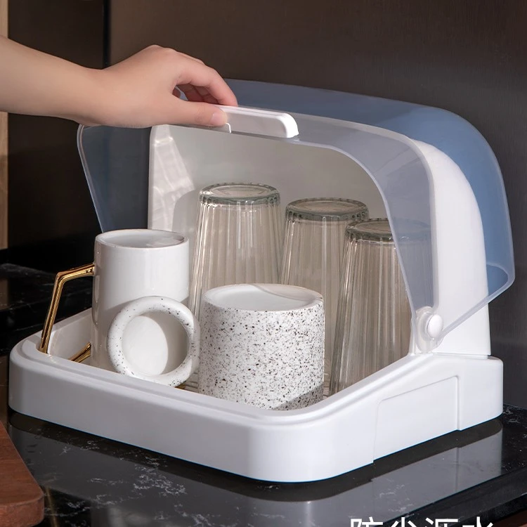 放奶瓶杯子收纳盒沥水杯架家用带盖防尘茶杯玻璃水杯托盘置物架子