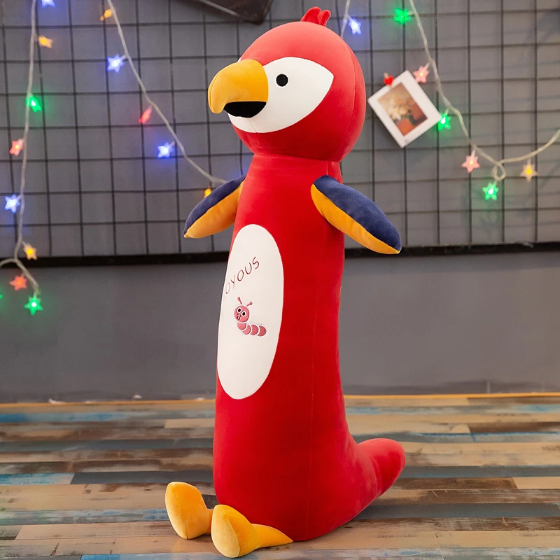 网红长条可爱红色富贵鸟毛绒玩具卧室创意大号侧睡多功能抱枕简约