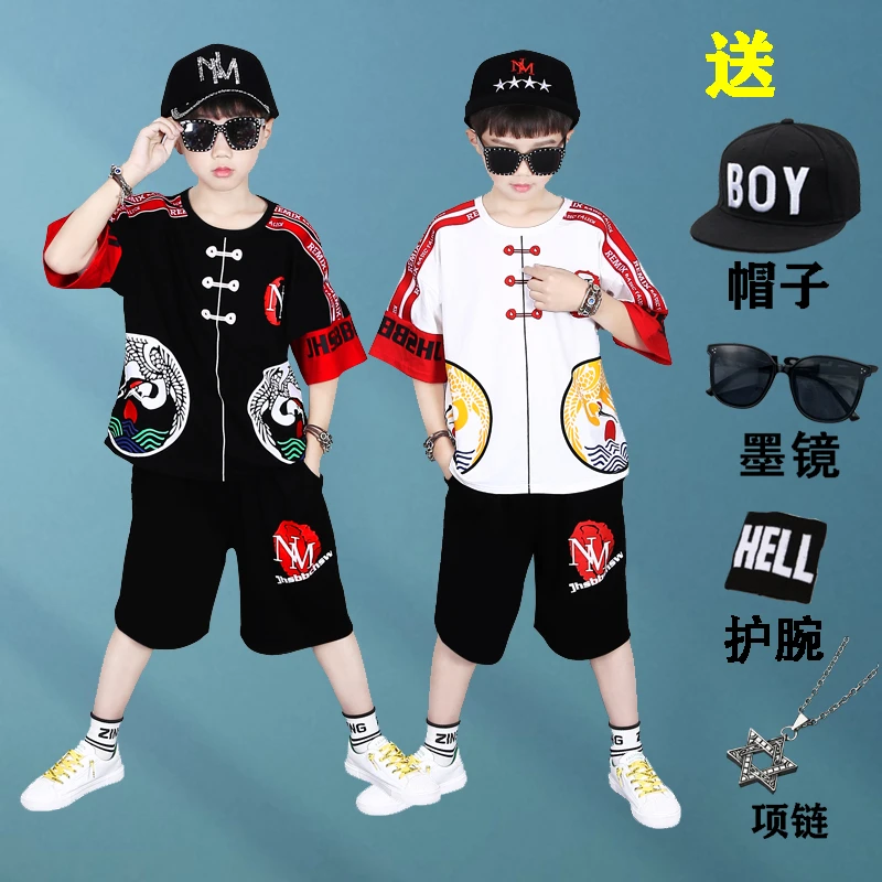男童唐装中国风汉服套装儿童夏季薄款少爷服小孩短袖街舞民族衣服