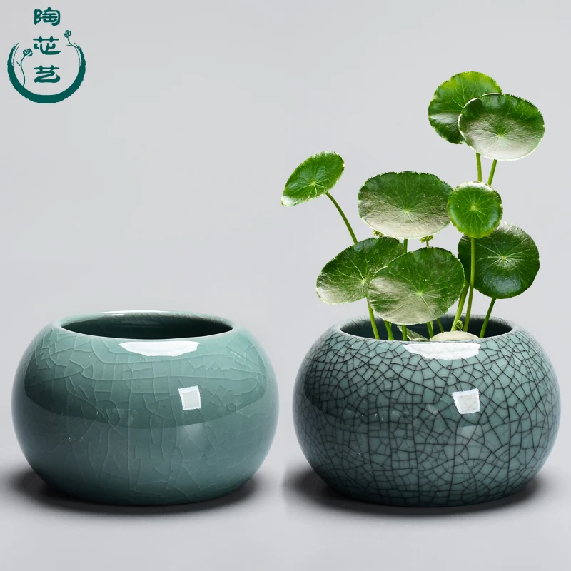 简约水培无孔小号花盆陶瓷哥窑水养家用百搭瓷器创意家居花瓶花器