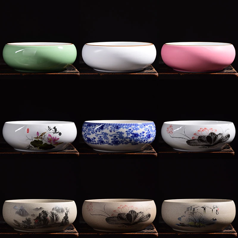 茶洗缸大号特大水盂功夫笔洗茶具盆配件大全陶瓷器高档家用品中式