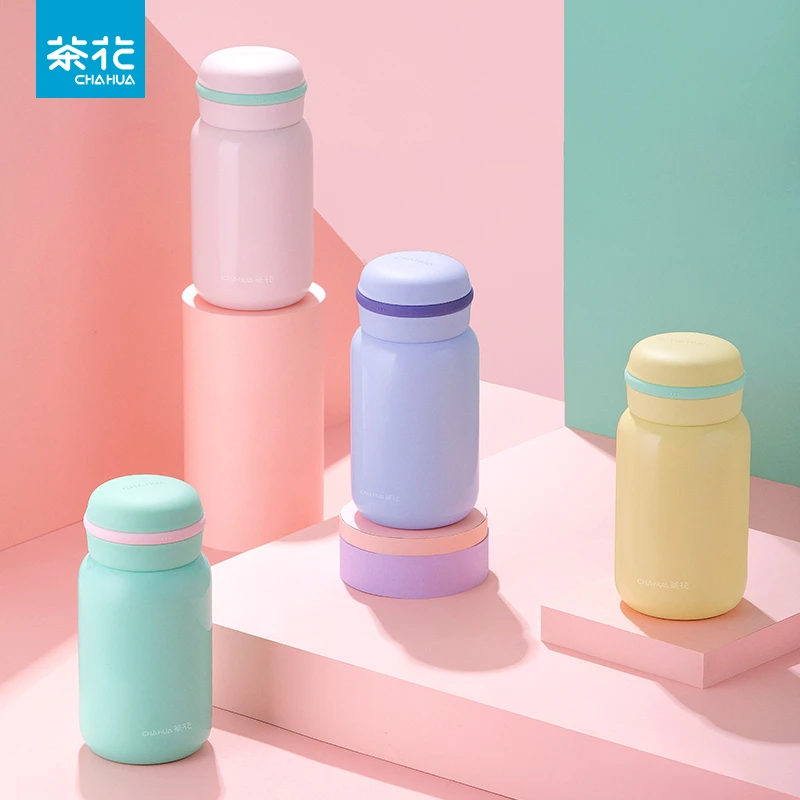 茶花保温杯女小巧便携可爱杯子304不锈钢学生水杯高颜值儿童水壶