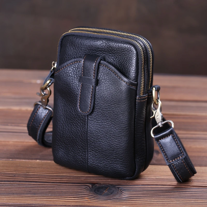 0969头层牛皮男士迷你小包真皮单肩斜挎包休闲背包软皮手机包竖款