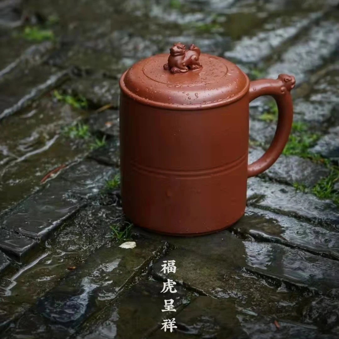 【详询客服】宜兴龙德堂 汤宣武 福虎呈祥盖杯原矿底槽清 约400cc