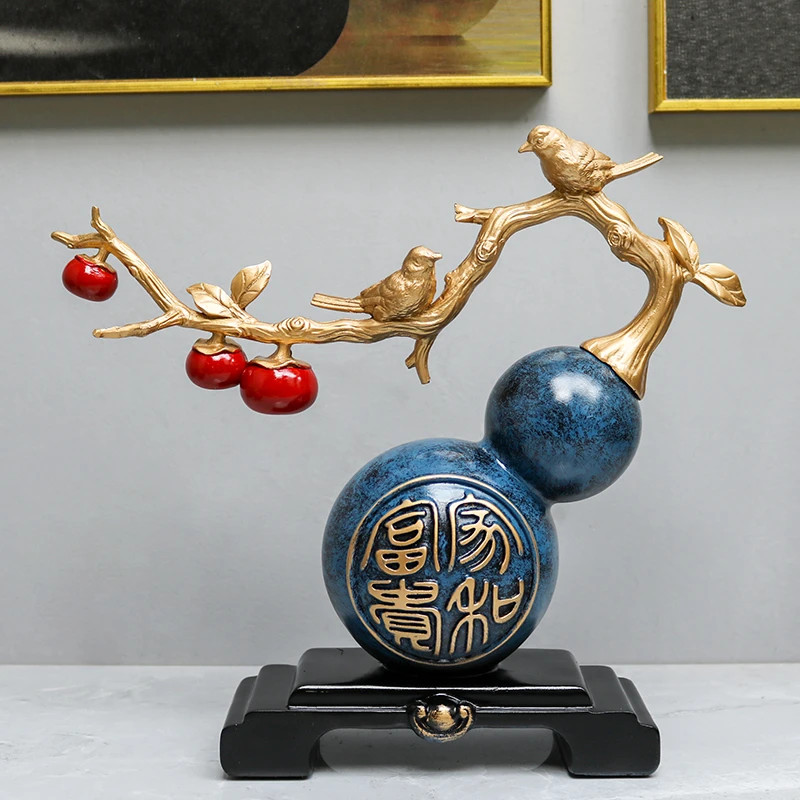 葫芦摆件客厅柿柿如意新中式家居玄关酒柜装饰品新居房子乔迁礼物