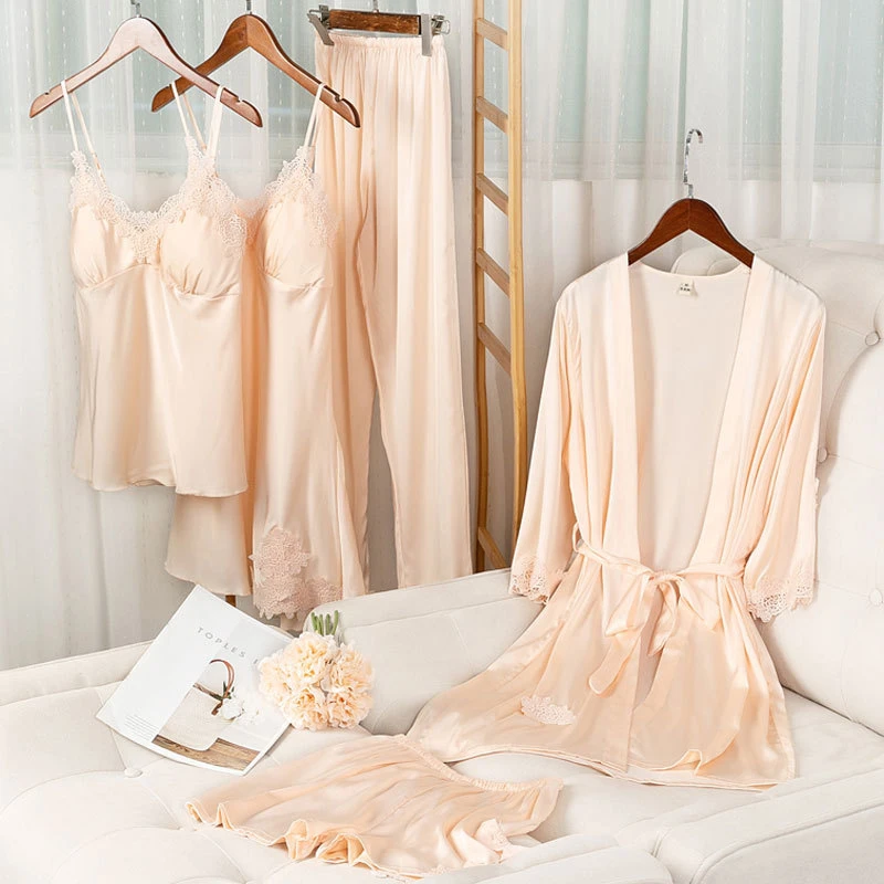 2025春夏季新款性感日系五件套性感吊带睡袍宽松家居服网红睡衣女