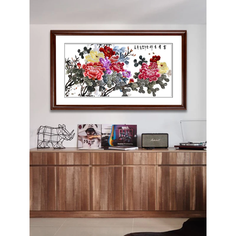 金吴针纯手工苏州刺绣画苏绣成品挂画客厅书房卧室装饰画富贵吉祥