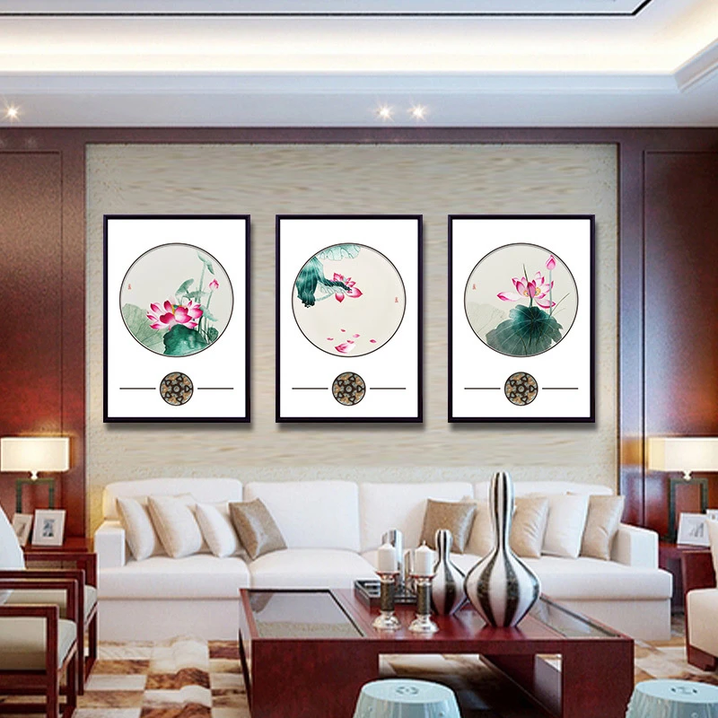 金吴针苏绣成品挂画纯手工刺绣画客厅玄关餐厅中式装饰画联画荷花