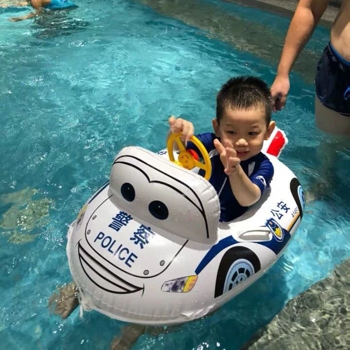 警车游泳圈儿童座圈宝宝救生圈加厚稳水池温泉防侧翻1-3-5岁男孩