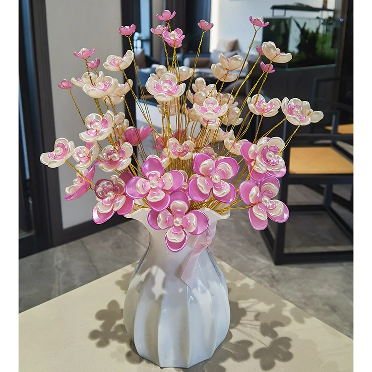 非成品diy开心花材料包手工串珠四叶花瓣仿珍珠花满天星居家装饰