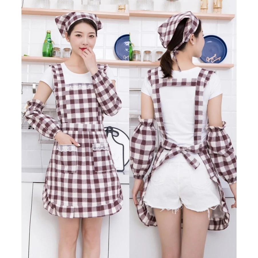 围裙时尚碎花花边女厨房家用防水防油成人花边套袖上班网红袖套