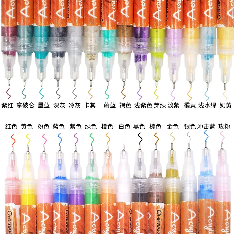 丙烯马克笔12色28色极细0.5mm指甲手账贺卡相册DIY创意涂鸦防水笔
