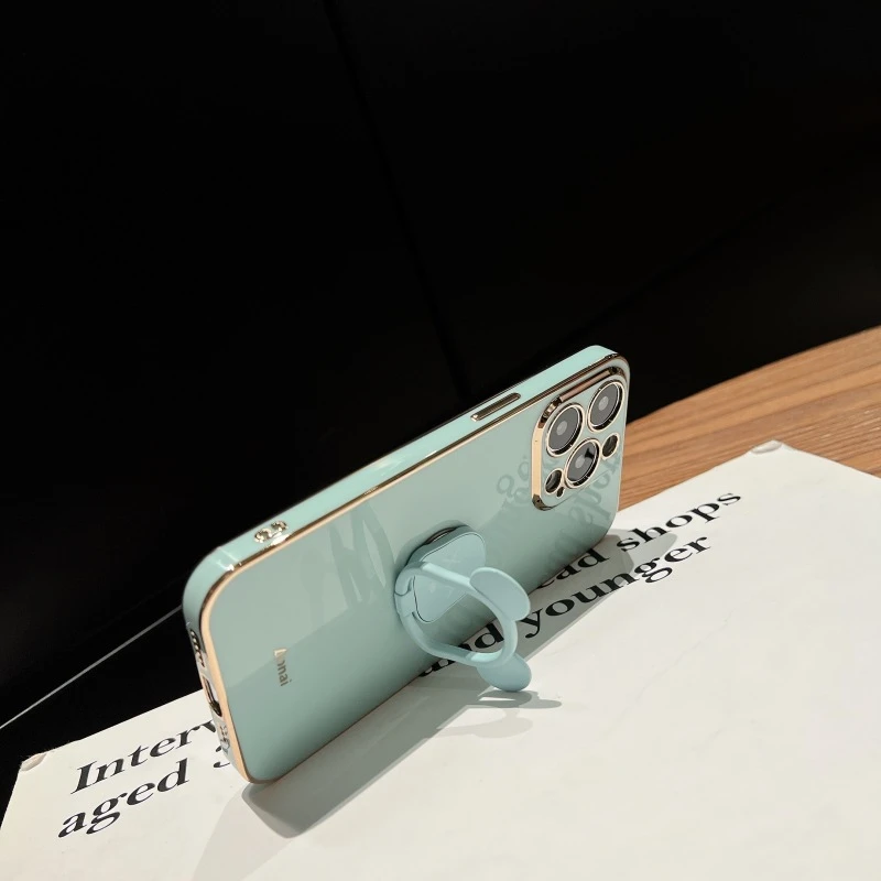 KMEG宝石绿色小熊支架iPhone13新款13pro专用适用苹果12手机壳